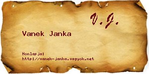 Vanek Janka névjegykártya